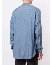 Chemise à manches longues à rayures verticales bleue Giorgio Armani