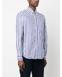 Chemise à manches longues à rayures verticales bleue Aspesi