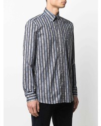 Chemise à manches longues à rayures verticales bleue Etro