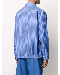 Chemise à manches longues à rayures verticales bleue Marni