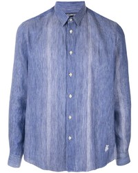 Chemise à manches longues à rayures verticales bleue Vilebrequin