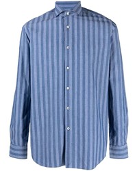 Chemise à manches longues à rayures verticales bleue Xacus