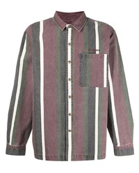 Chemise à manches longues à rayures verticales bordeaux Han Kjobenhavn