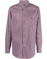 Chemise à manches longues à rayures verticales bordeaux Polo Ralph Lauren