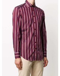 Chemise à manches longues à rayures verticales bordeaux Etro