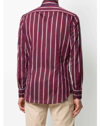 Chemise à manches longues à rayures verticales bordeaux Etro