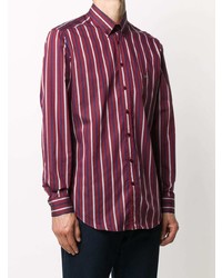 Chemise à manches longues à rayures verticales bordeaux Etro