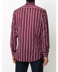 Chemise à manches longues à rayures verticales bordeaux Etro