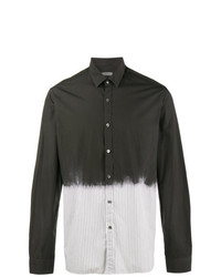 Chemise à manches longues à rayures verticales gris foncé Lanvin
