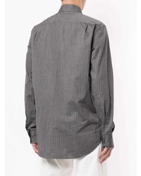 Chemise à manches longues à rayures verticales gris foncé Loro Piana
