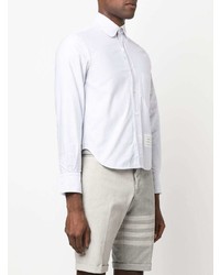 Chemise à manches longues à rayures verticales grise Thom Browne