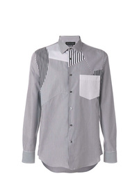 Chemise à manches longues à rayures verticales grise Alexander McQueen