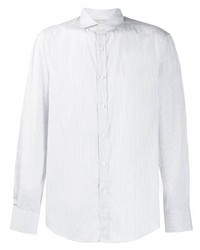 Chemise à manches longues à rayures verticales grise Brunello Cucinelli