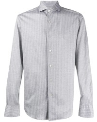 Chemise à manches longues à rayures verticales grise Canali