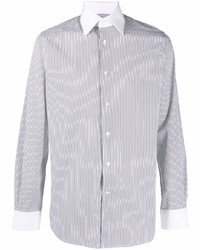 Chemise à manches longues à rayures verticales grise Corneliani