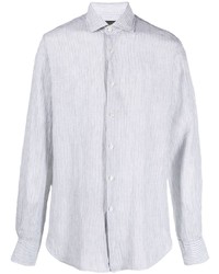 Chemise à manches longues à rayures verticales grise Dell'oglio