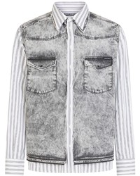Chemise à manches longues à rayures verticales grise Dolce & Gabbana