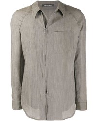 Chemise à manches longues à rayures verticales grise Emporio Armani