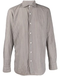 Chemise à manches longues à rayures verticales grise Finamore 1925 Napoli
