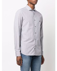 Chemise à manches longues à rayures verticales grise Emporio Armani