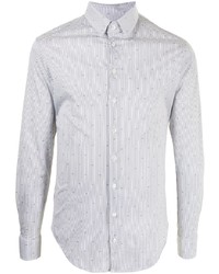 Chemise à manches longues à rayures verticales grise Giorgio Armani