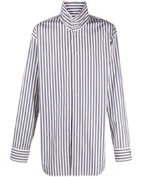 Chemise à manches longues à rayures verticales grise Jil Sander
