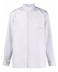 Chemise à manches longues à rayures verticales grise Lemaire