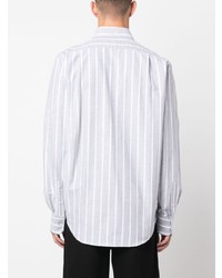Chemise à manches longues à rayures verticales grise MSGM