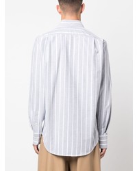 Chemise à manches longues à rayures verticales grise MSGM