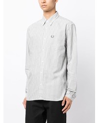 Chemise à manches longues à rayures verticales grise Fred Perry