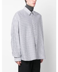 Chemise à manches longues à rayures verticales grise Acne Studios