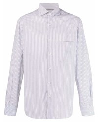 Chemise à manches longues à rayures verticales grise Loro Piana
