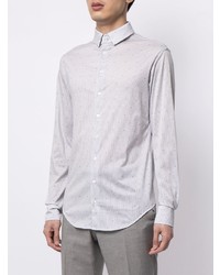 Chemise à manches longues à rayures verticales grise Giorgio Armani