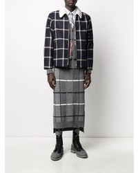 Chemise à manches longues à rayures verticales grise Thom Browne