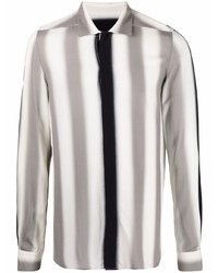 Chemise à manches longues à rayures verticales grise Rick Owens