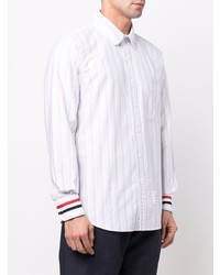 Chemise à manches longues à rayures verticales grise Thom Browne