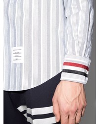 Chemise à manches longues à rayures verticales grise Thom Browne