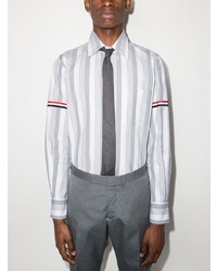 Chemise à manches longues à rayures verticales grise Thom Browne