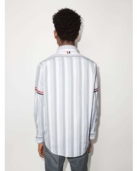 Chemise à manches longues à rayures verticales grise Thom Browne