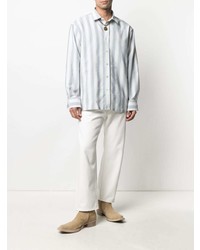 Chemise à manches longues à rayures verticales grise Acne Studios