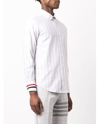 Chemise à manches longues à rayures verticales grise Thom Browne