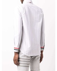 Chemise à manches longues à rayures verticales grise Thom Browne