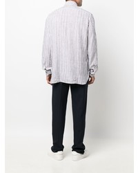 Chemise à manches longues à rayures verticales grise Barba
