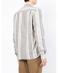 Chemise à manches longues à rayures verticales grise YMC