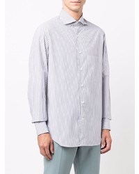 Chemise à manches longues à rayures verticales grise Loro Piana