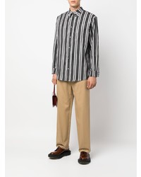 Chemise à manches longues à rayures verticales grise Kenzo