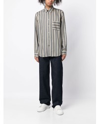 Chemise à manches longues à rayures verticales grise Paul Smith