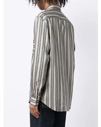 Chemise à manches longues à rayures verticales grise Paul Smith