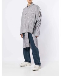 Chemise à manches longues à rayures verticales grise Facetasm
