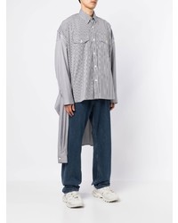 Chemise à manches longues à rayures verticales grise Facetasm